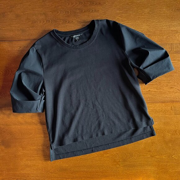 Athleta Tops - Athleta gathered puff sleeve black tee S